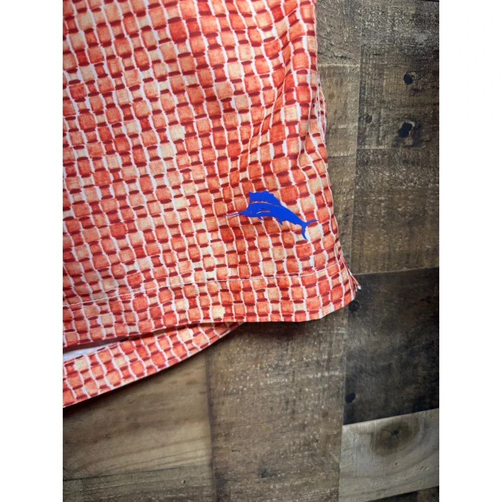 Tommy Bahama Mens XXL Swim Trunks Orange Geometric Basketweave‎ Board Shorts
